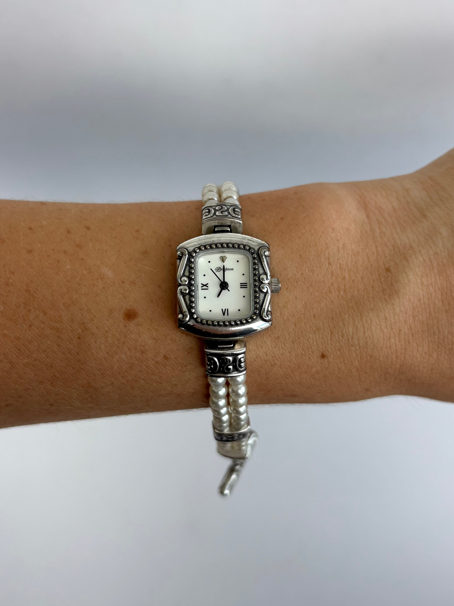 Rare Vintage Brighton Pearl Silver Womens Watch
