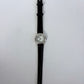 Rare Vintage Black Leather Silver Womens Watch