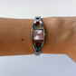 Rare Vintage Silver Toned Pink Face Womens Watch
