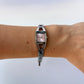 Rare Vintage Silver Toned Pink Face Womens Watch
