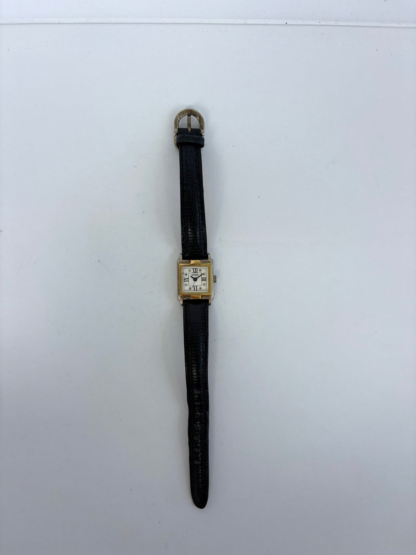 Rare Vintage Guess Black Leather Womens Watch