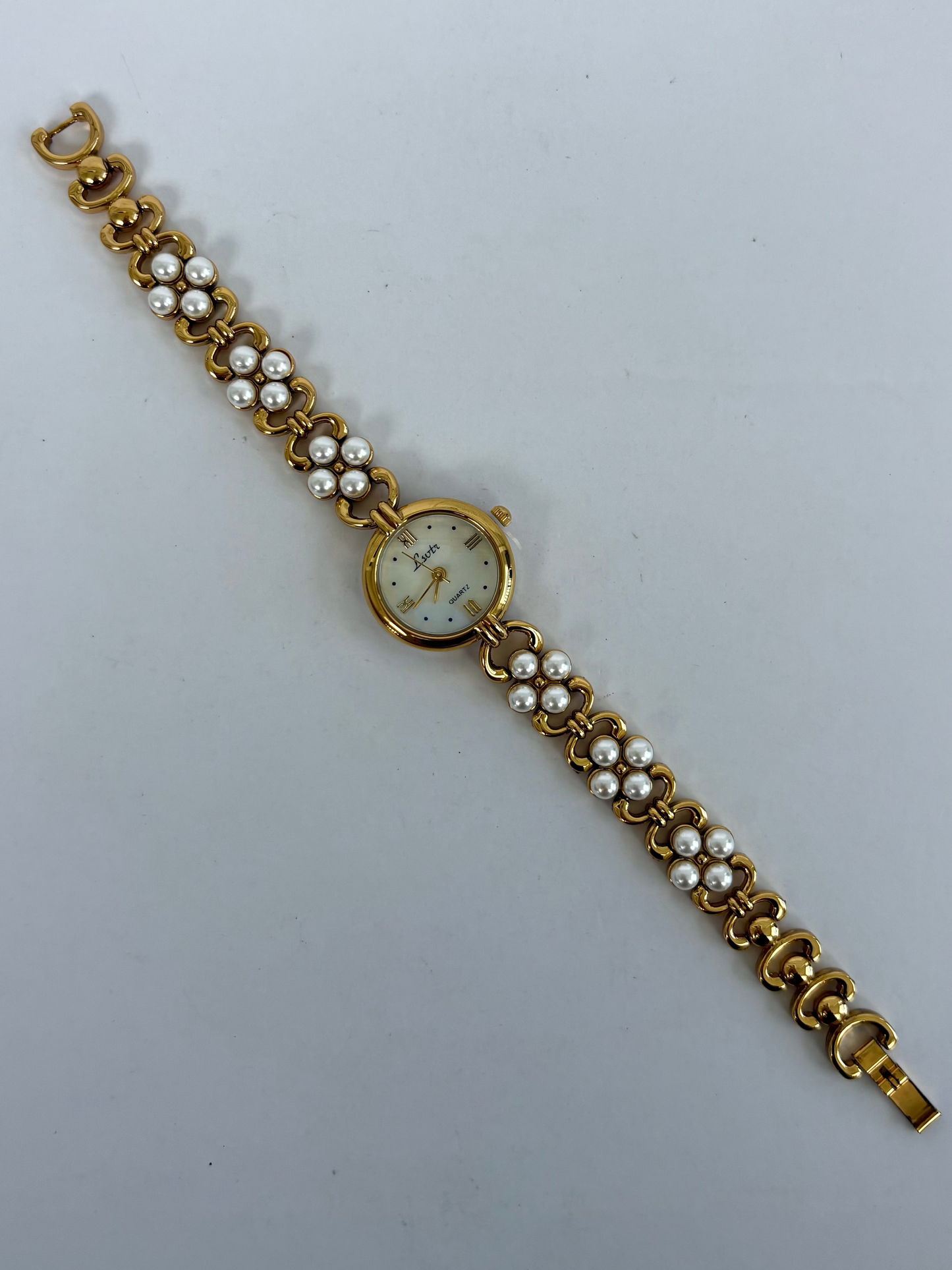 Vintage Inspired Pearl Detail Gold Womens Watch