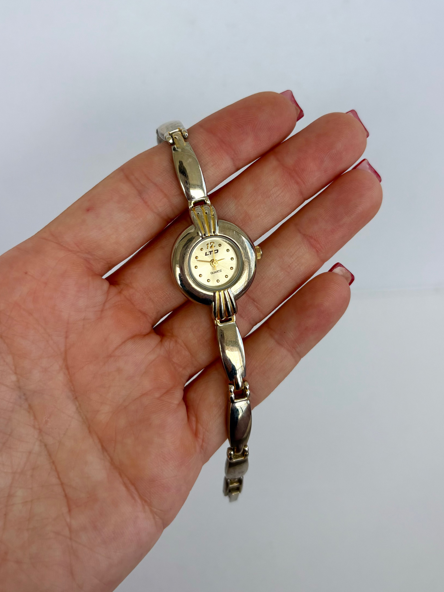 Rare Vintage Silver and Gold Shell Womens Watch