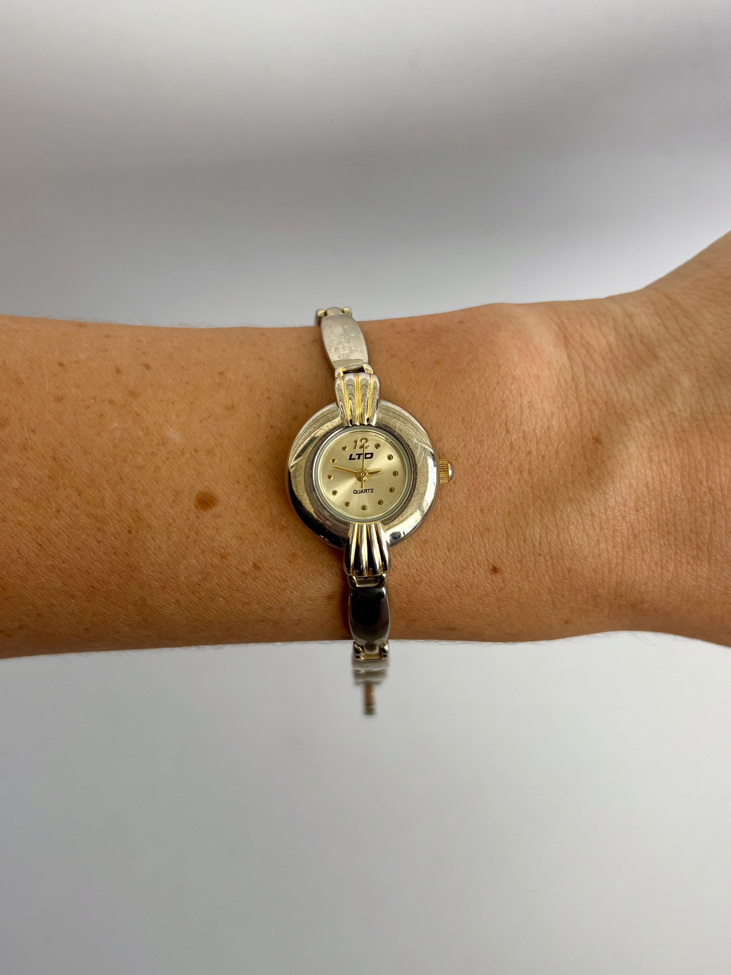 Rare Vintage Silver and Gold Shell Womens Watch