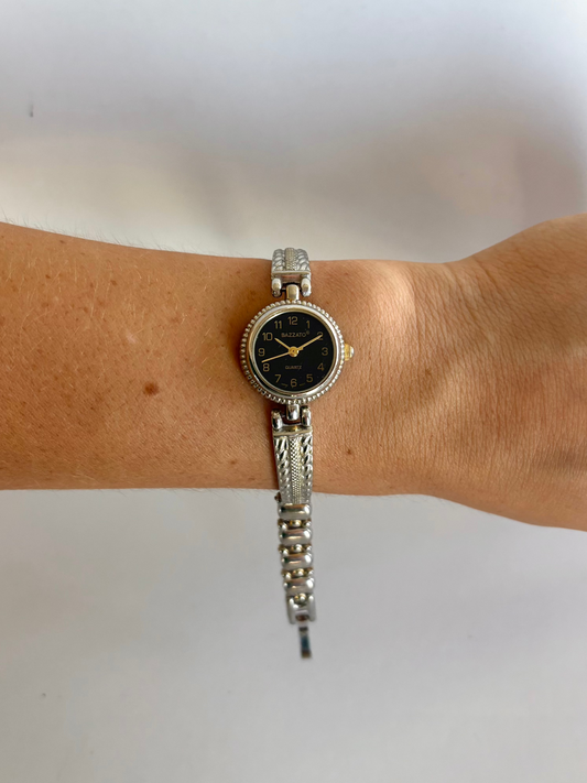 Rare Vintage Silver with Gold Detail Bazzato Womens Watch