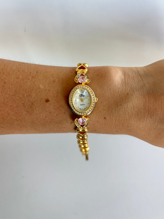 Rare Vintage Faberge Gold Pink Gem Womens Watch - sell for $300-$700