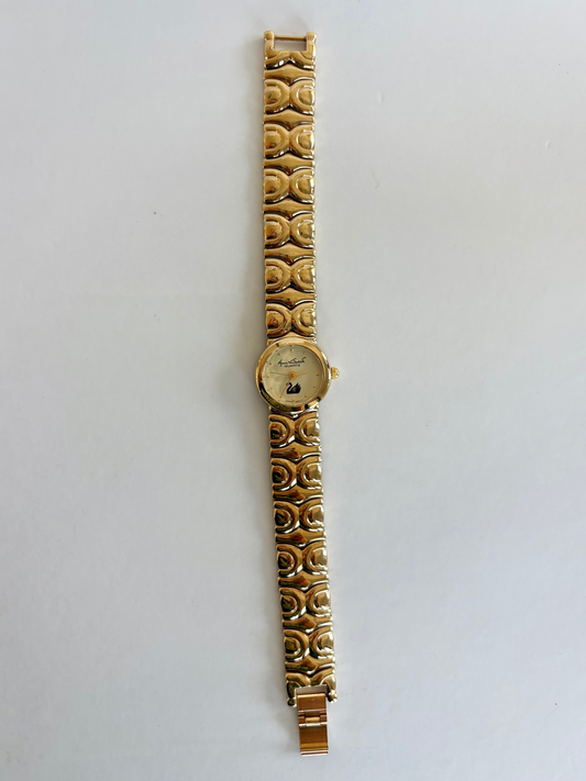 Rare Vintage Gold Toned Swan Womens Watch