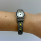 Rare Vintage Black and Silver with Green Accents Womens Watch
