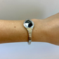 Rare Vintage Black and Silver Round Black Dial Womens Watch