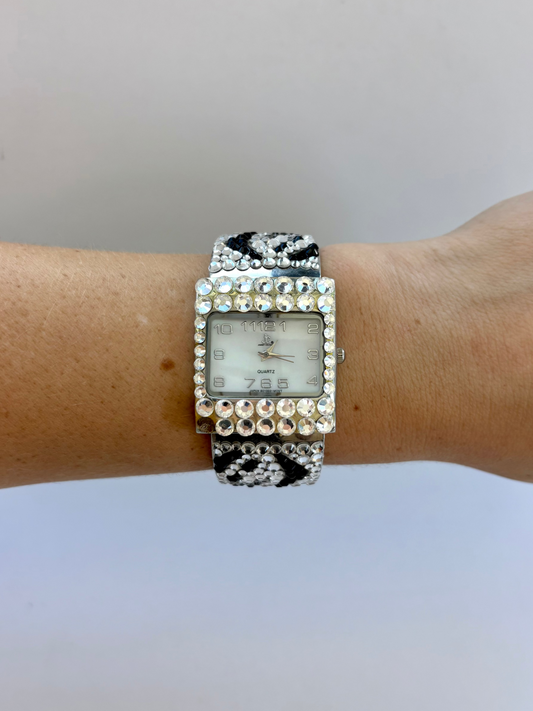 Rare Vintage Black and Silver Zebra Womens Watch
