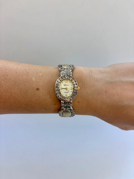 Rare Vintage Statement Gold & Silver Two Toned Womens Watch