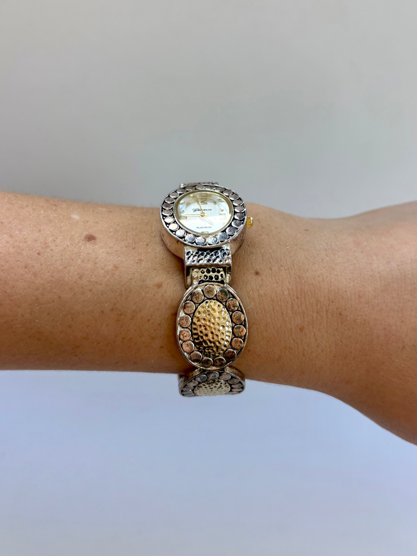 Rare Vintage Statement Gold & Silver Two Toned Womens Watch