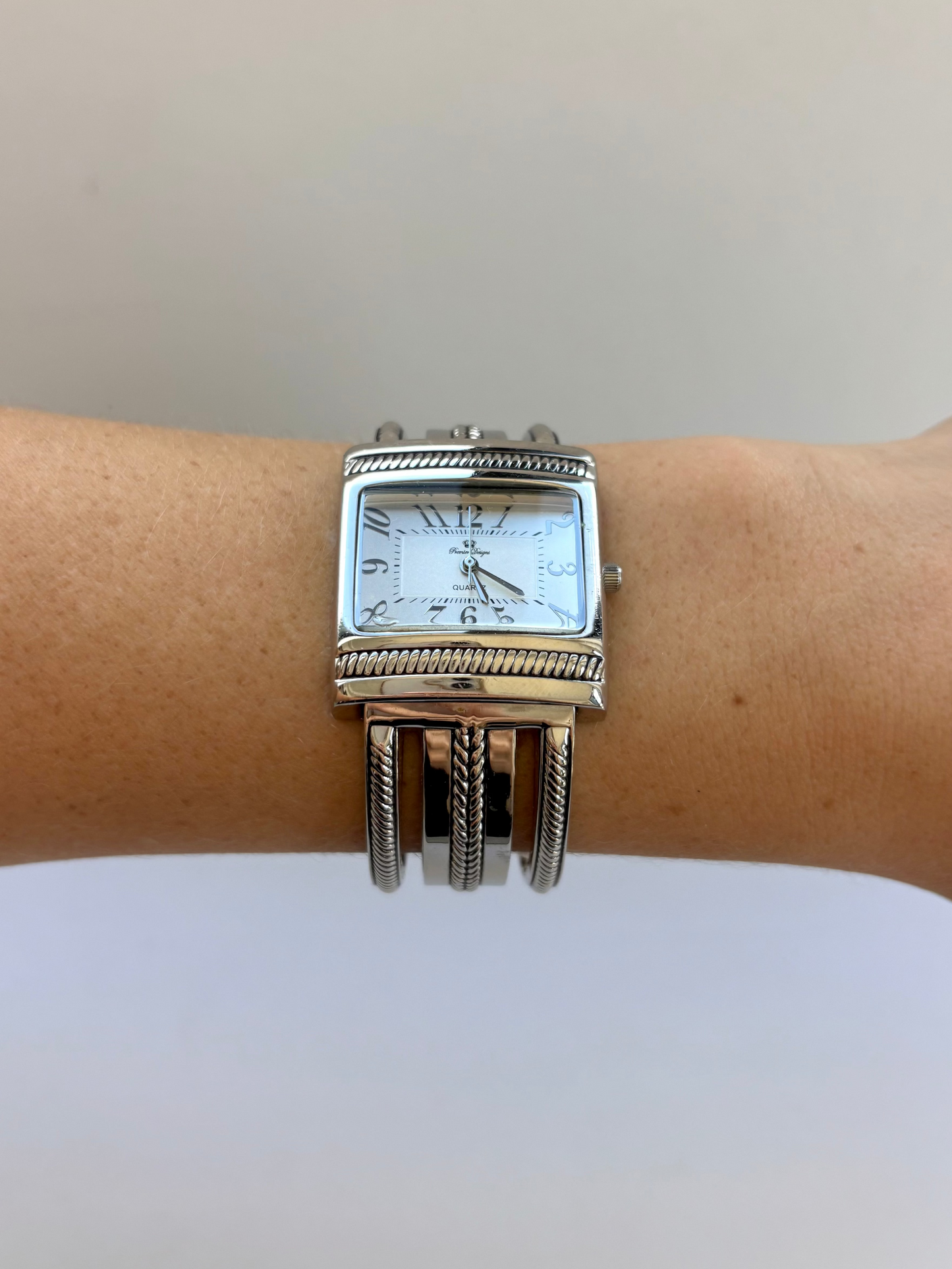 Rare Vintage Chunky Silver Womens Watch