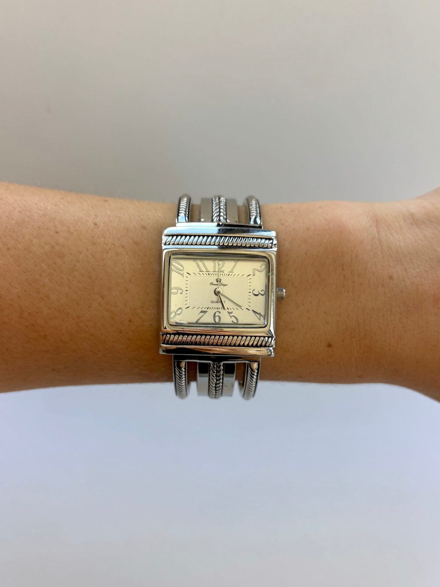 Rare Vintage Chunky Silver Womens Watch