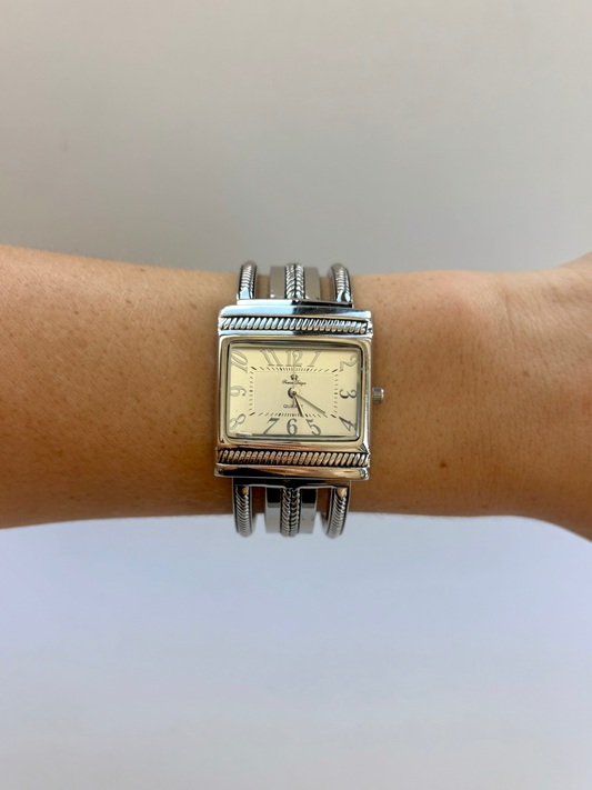 Rare Vintage Chunky Silver Womens Watch