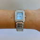 Rare Vintage Silver Toned with Blue Face Womens Watch