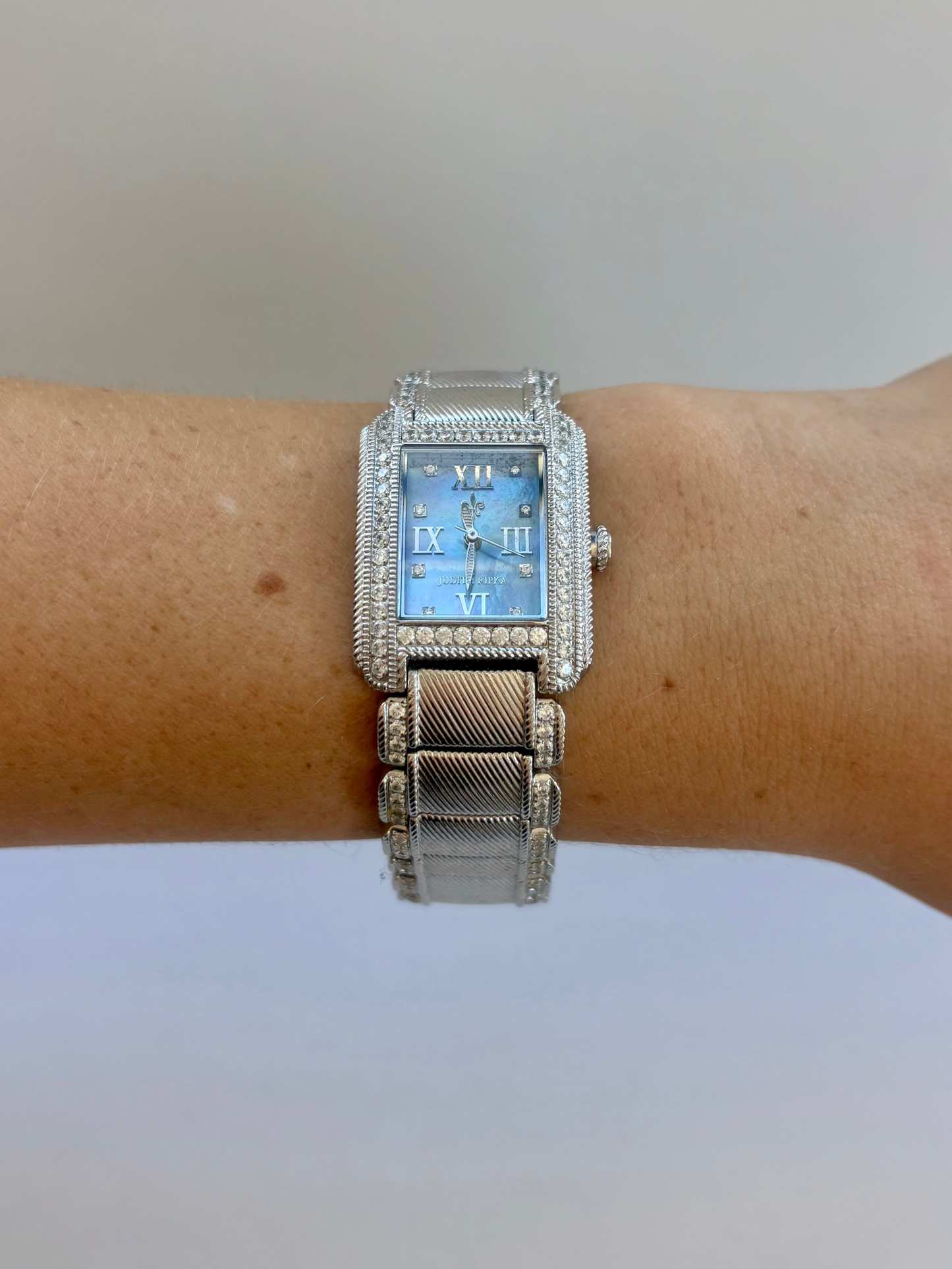 Rare Vintage Silver Toned with Blue Face Womens Watch