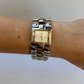 Rare Vintage Chunky Statment Silver Womens Watch & Gold Details