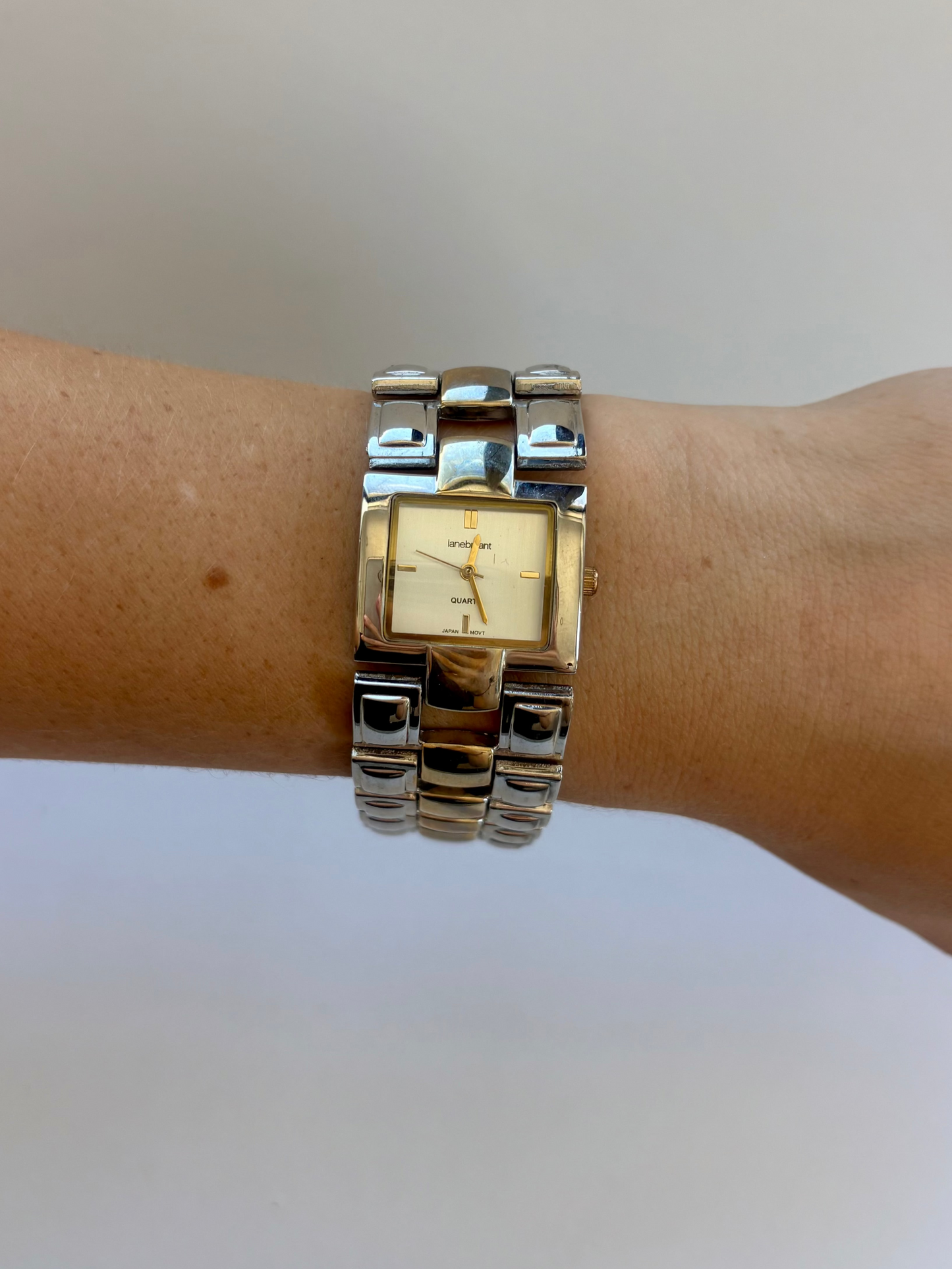 Rare Vintage Chunky Statment Silver Womens Watch & Gold Details