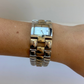 Rare Vintage Chunky Statment Silver Womens Watch & Gold Details