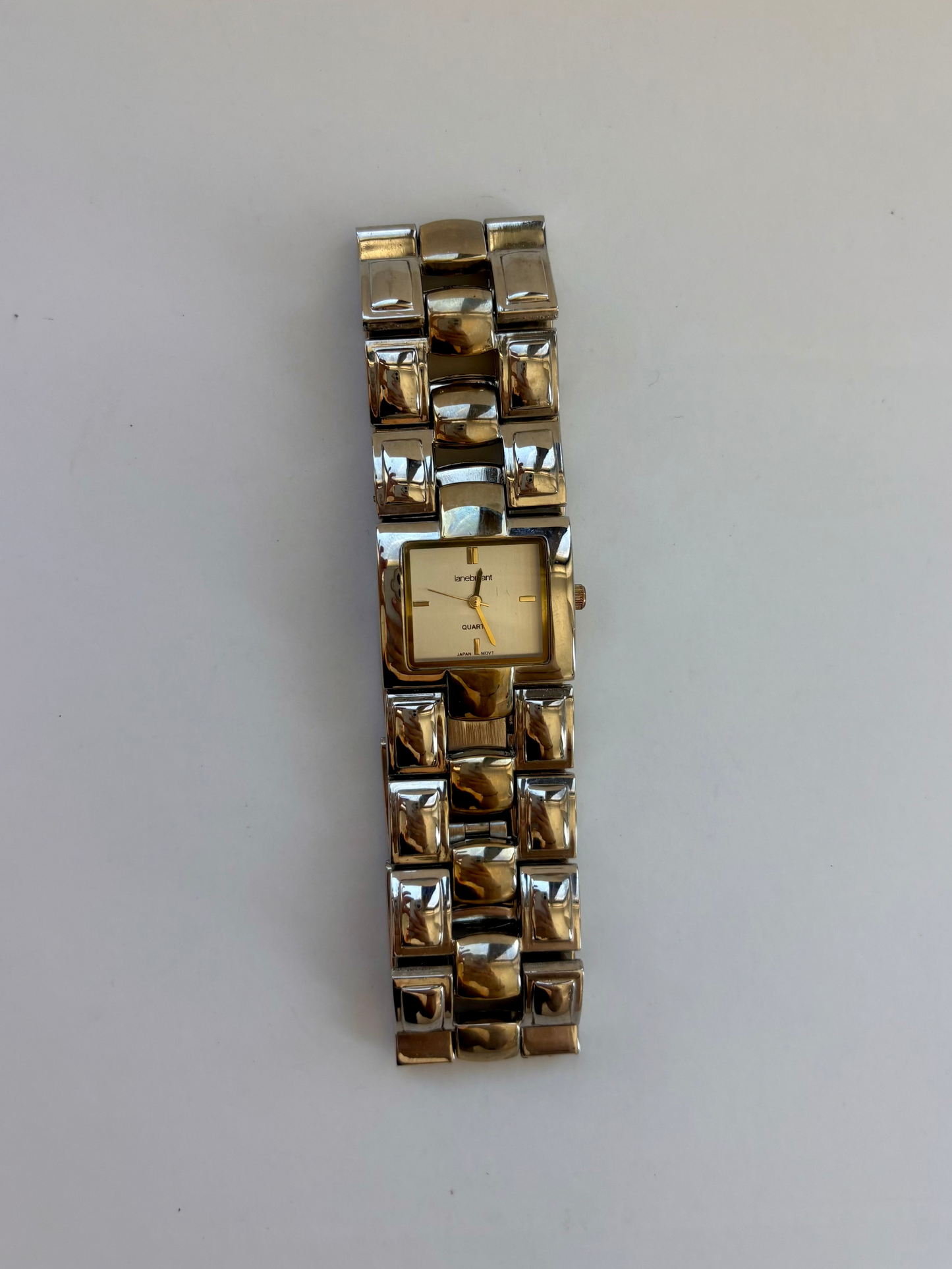 Rare Vintage Chunky Statment Silver Womens Watch & Gold Details