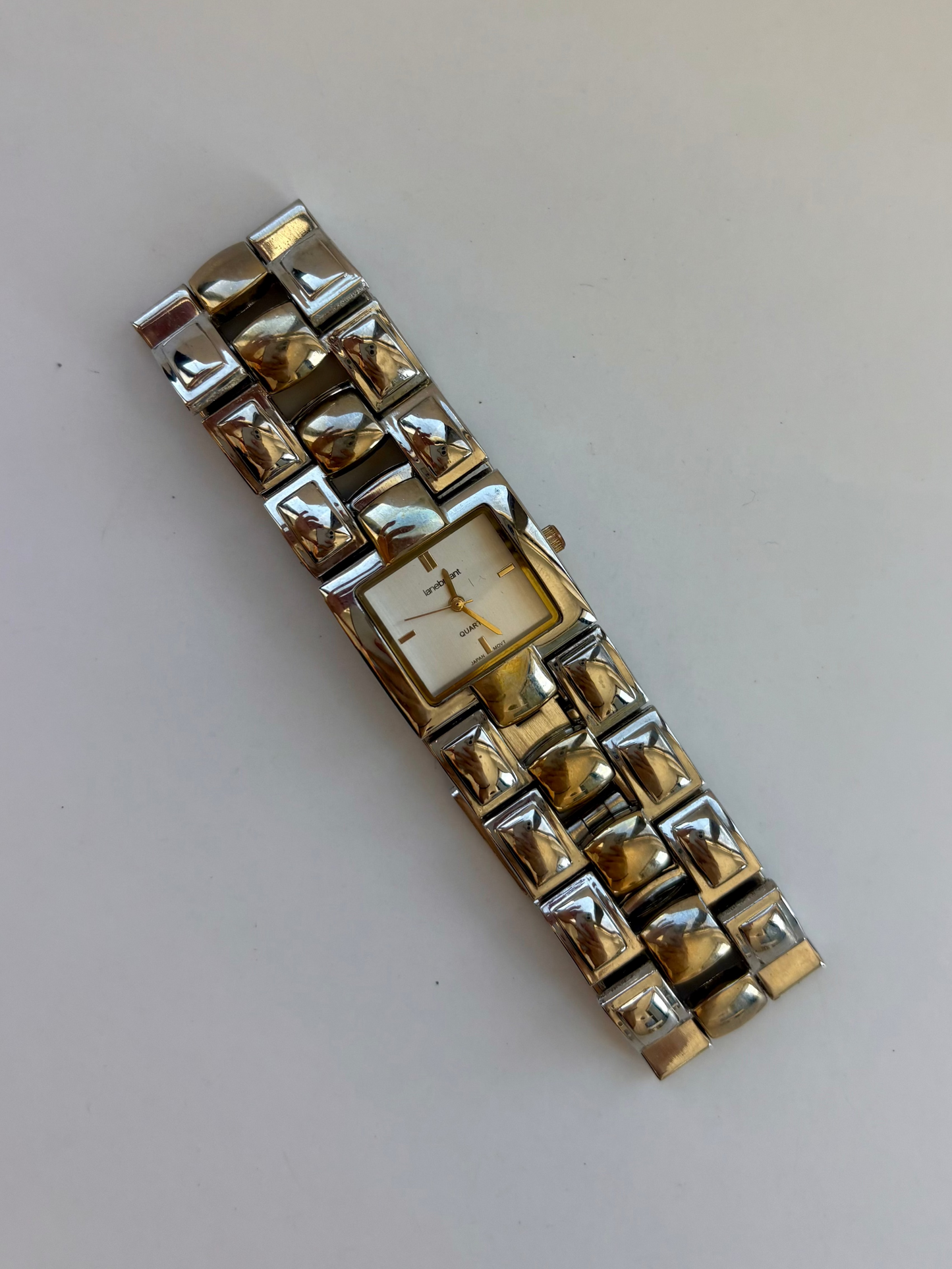 Rare Vintage Chunky Statment Silver Womens Watch & Gold Details
