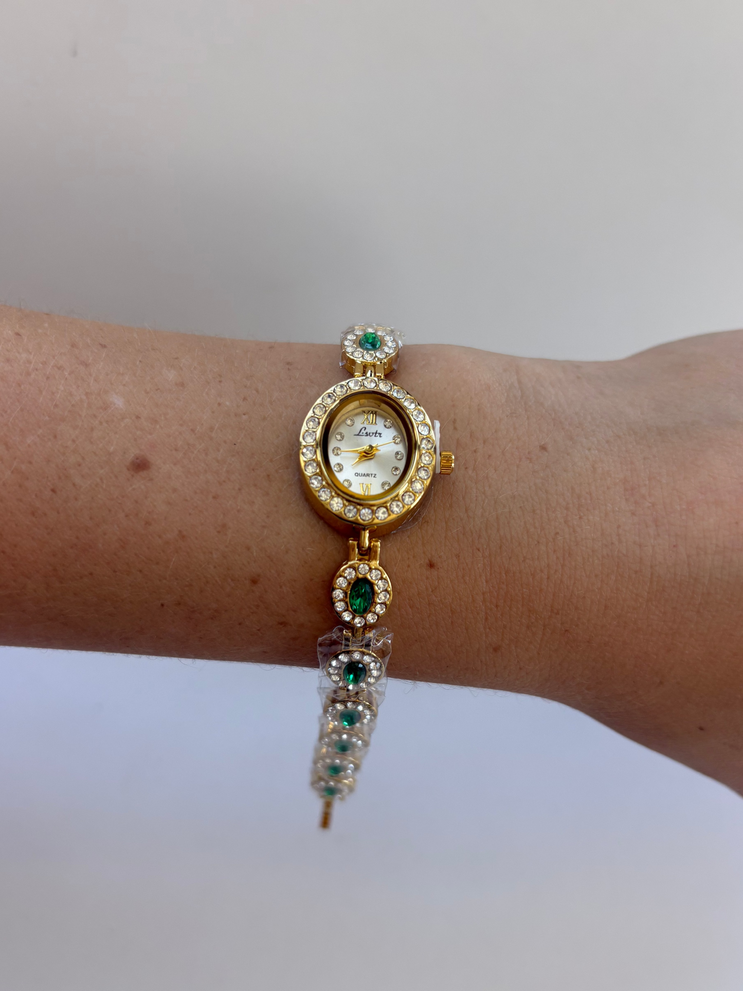 Vintage Inspired Dainty Green Detail Womens Watch