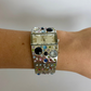 Rare Vintage Silver Rainbow Dot Rectangle Face Womens Watch