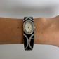 Rare Vintage Silver & Black Detail Womens Watch