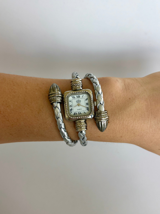Rare Vintage Silver Twist Detail Womens Watch