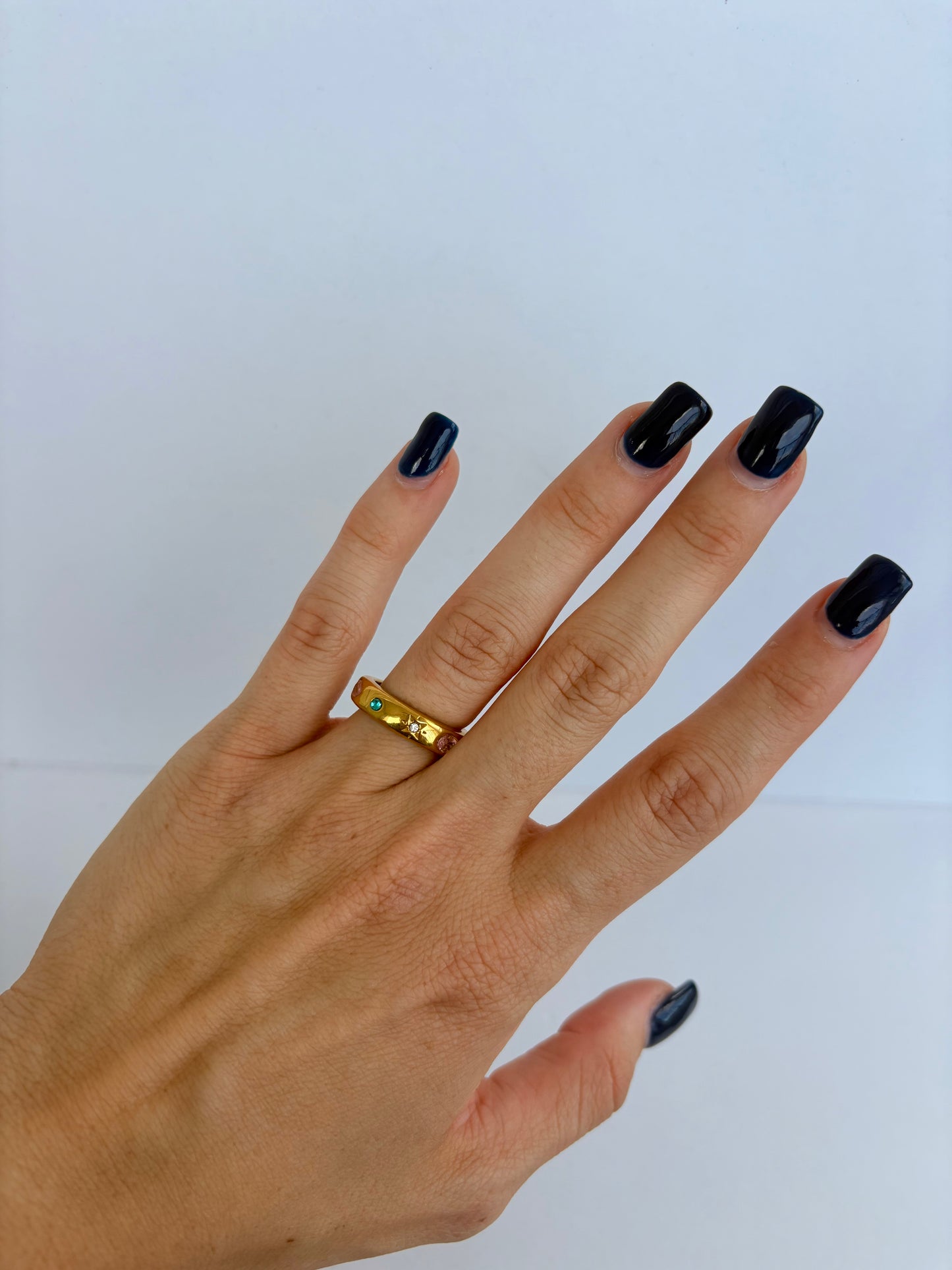 Colorful StarGaze Ring Thin 18k