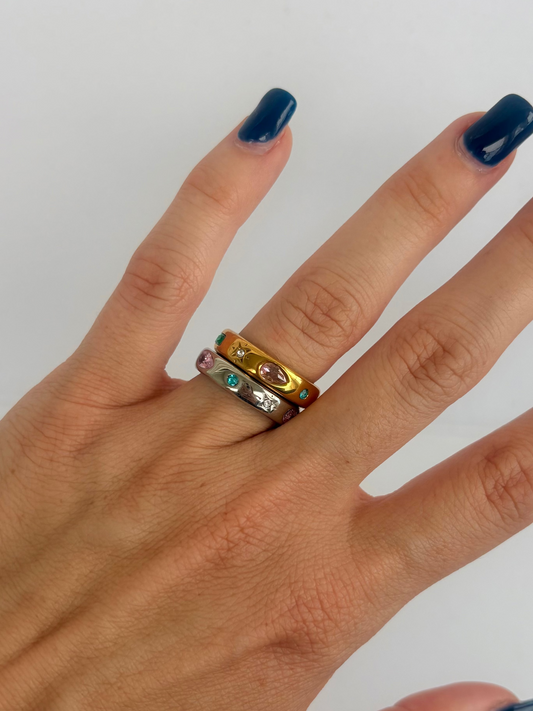 Colorful StarGaze Ring Thin 18k