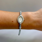Rare Vintage Bulova Oval Diamond Silver Toned Womens Watch