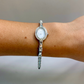 Rare Vintage Bulova Oval Diamond Silver Toned Womens Watch