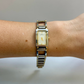 Rare Vintage Rectangle Face Silver & Gold Two Toned Womens Watch