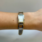 Rare Vintage Rectangle Face Silver & Gold Two Toned Womens Watch