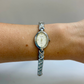 Rare Vintage Oval Face Silver Toned Womens Watch