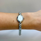 Rare Vintage Oval Face Silver Toned Womens Watch
