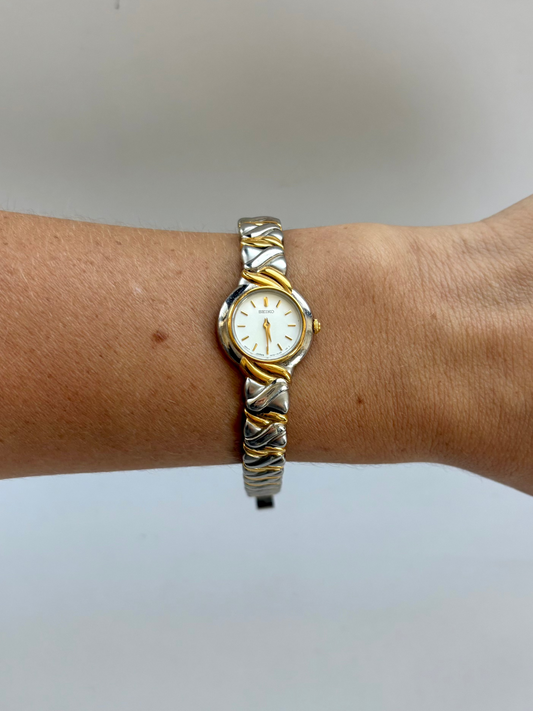 Rare Vintage Seko Gold & Silver Two Toned Womens Watch
