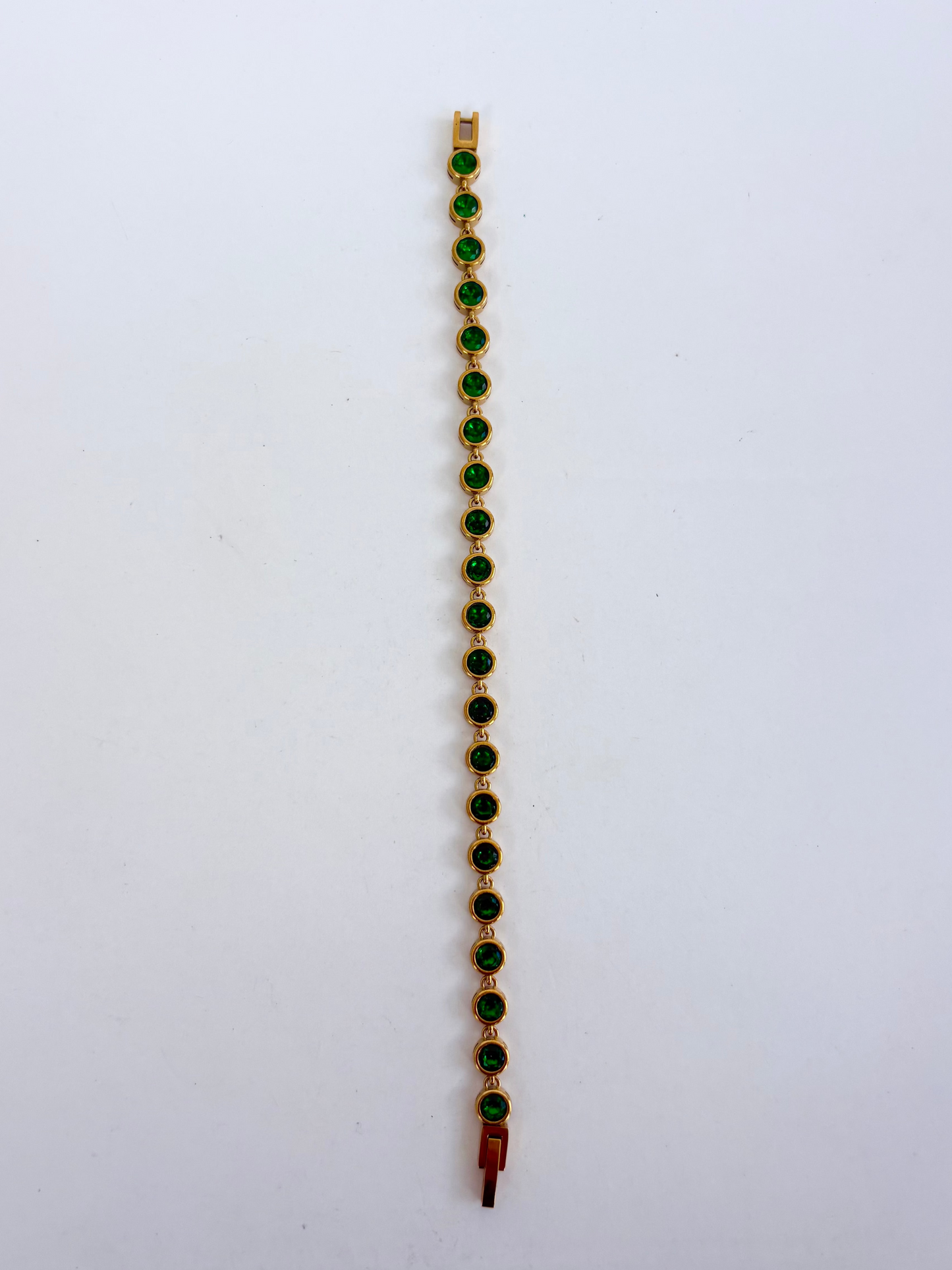 Bezel Set Emerald Green Bracelet