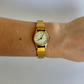 Rare Vintage Gold Circle Dial Womens Watch Stretchy Band