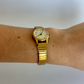 Rare Vintage Gold Circle Dial Womens Watch Stretchy Band