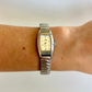 Rare Vintage Silver Rectangle Dial Womens Watch Stretchy Band