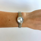 Rare Vintage Two Toned Silver & Gold Womens Watch Stretchy Band