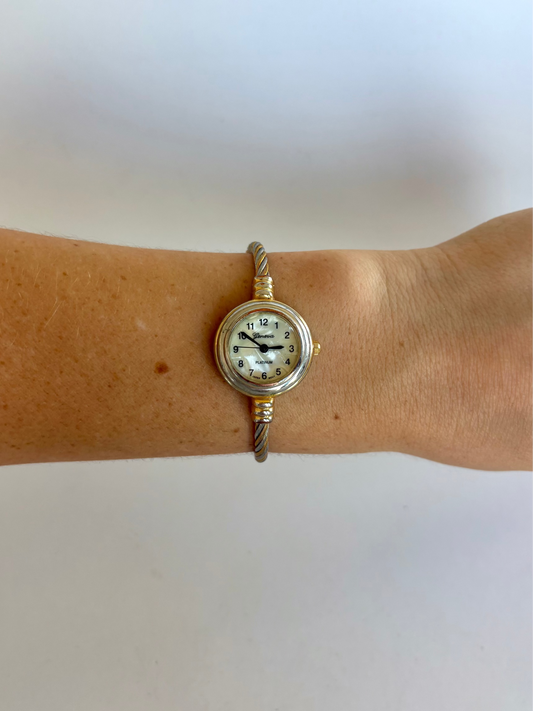 Rare Vintage Two Toned Silver & Gold Womens Watch Wrap Band