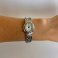 Rare Vintage Silver Toned with Green Detail Womens Watch