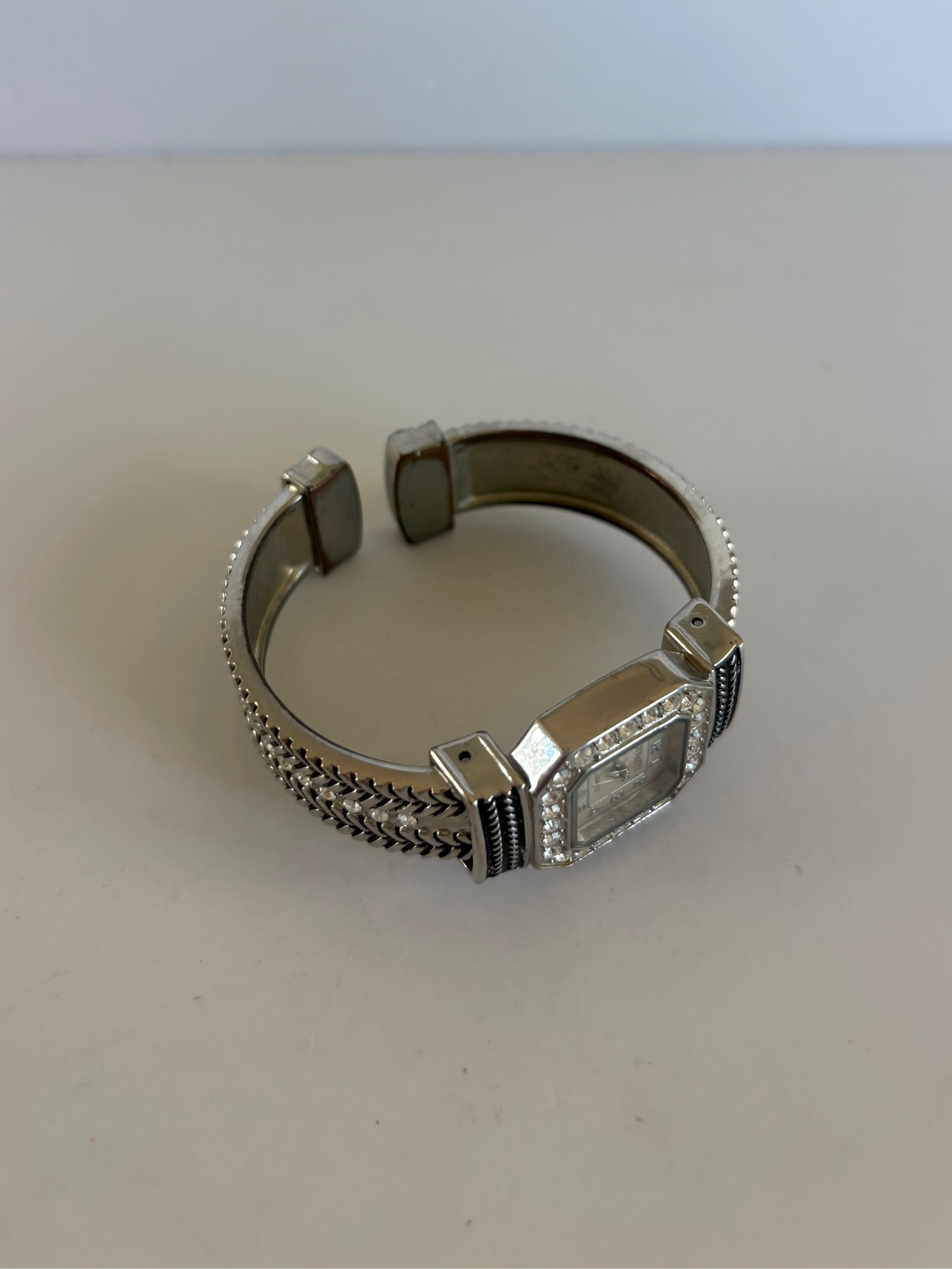 Rare Vintage Silver & Black Detail Womens Watch