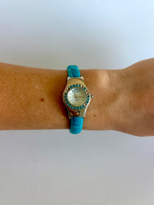 Rare Vintage Blue Retro Womens Watch