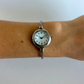 Rare Vintage Silver Twist Circle Dial Dainty Womens Watch