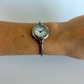 Rare Vintage Silver Twist Circle Dial Dainty Womens Watch